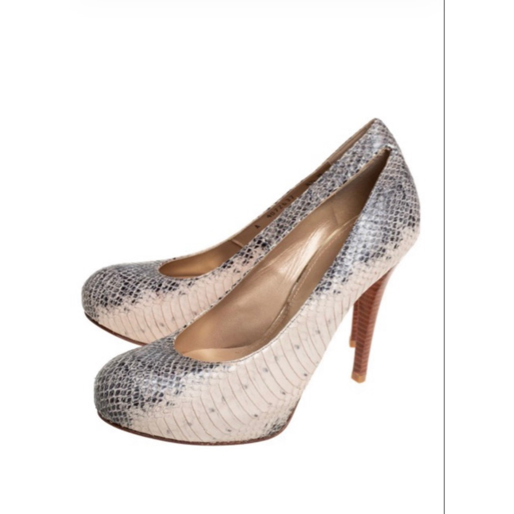 STUART WEITZMAN | Snakeskin Heels Beige Black Size 8.5
